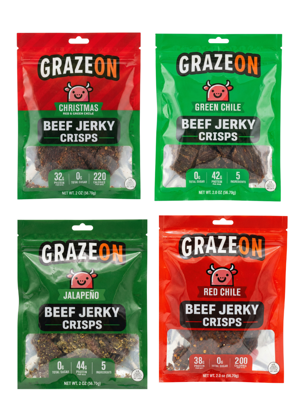 GrazeOn High-Protein Jerky Crisps — 7-Flavor Variety Pack