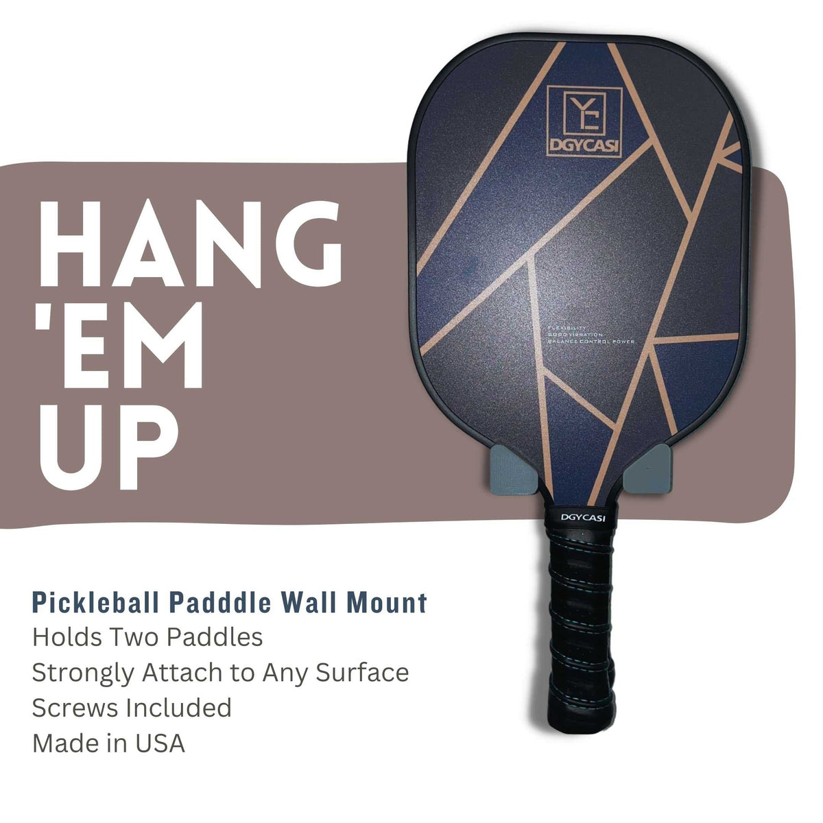 Pickleball Paddle Wall Mount — Holds Two