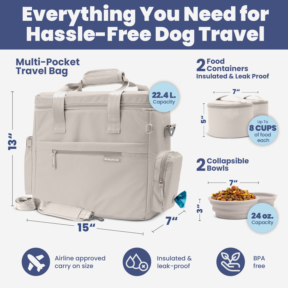 Rubyloo Original Doggy Bag® Dog Travel Bag