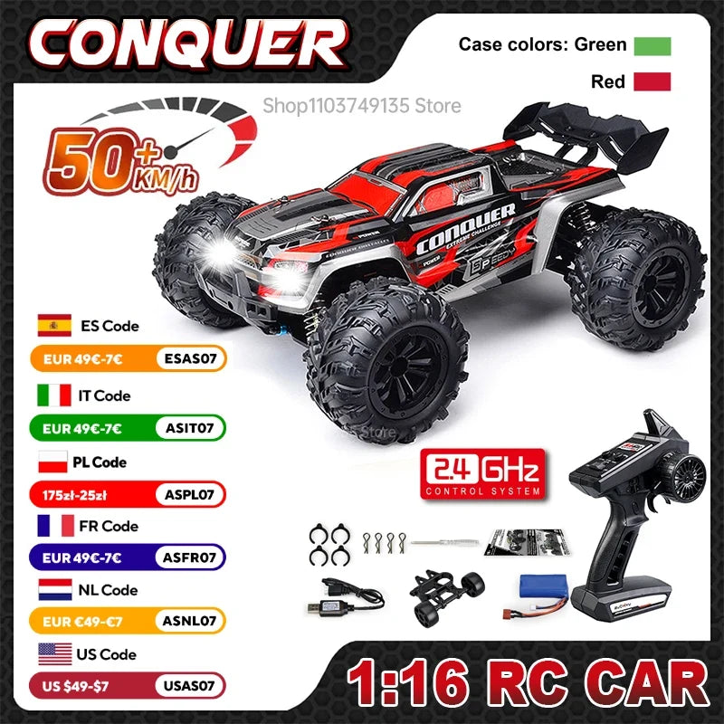 WLtoys 1:16 High Speed 4WD RC Monster Truck – 50KM/H Off-Road Remote Control Car