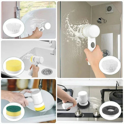 5-in-1 Electric Spin Scrubber Brush For Bathroom Tile Bathtub Sink, Power Scrubber With 5 Replaceable Brush Heads