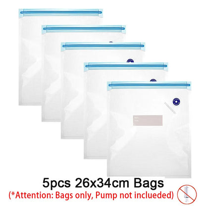 Reusable Vacuum Food Storage Zipper Bags Set Electric Handheld Vacuum Sealer Pump Sous Vide Bags USB Rechargeable BPA Free