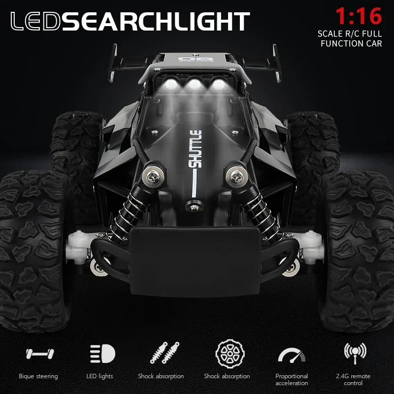 ZWN 1:16 RC Off-Road Car with LED Lights – 2.4GHz Remote Control Climbing Vehicle