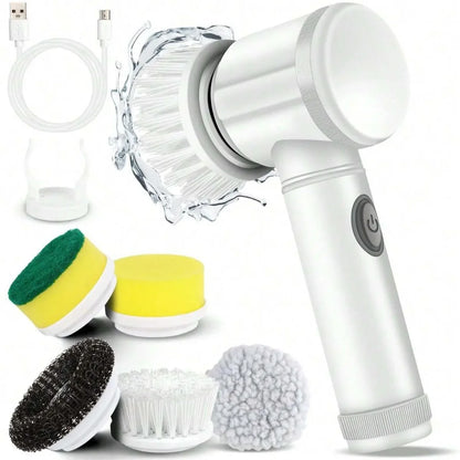 🧽 Rechargeable Electric Cleaning Brush – Cordless Spin Scrubber with Replaceable Brush Heads for Bathroom, Kitchen, and Multi-Surface Cleaning