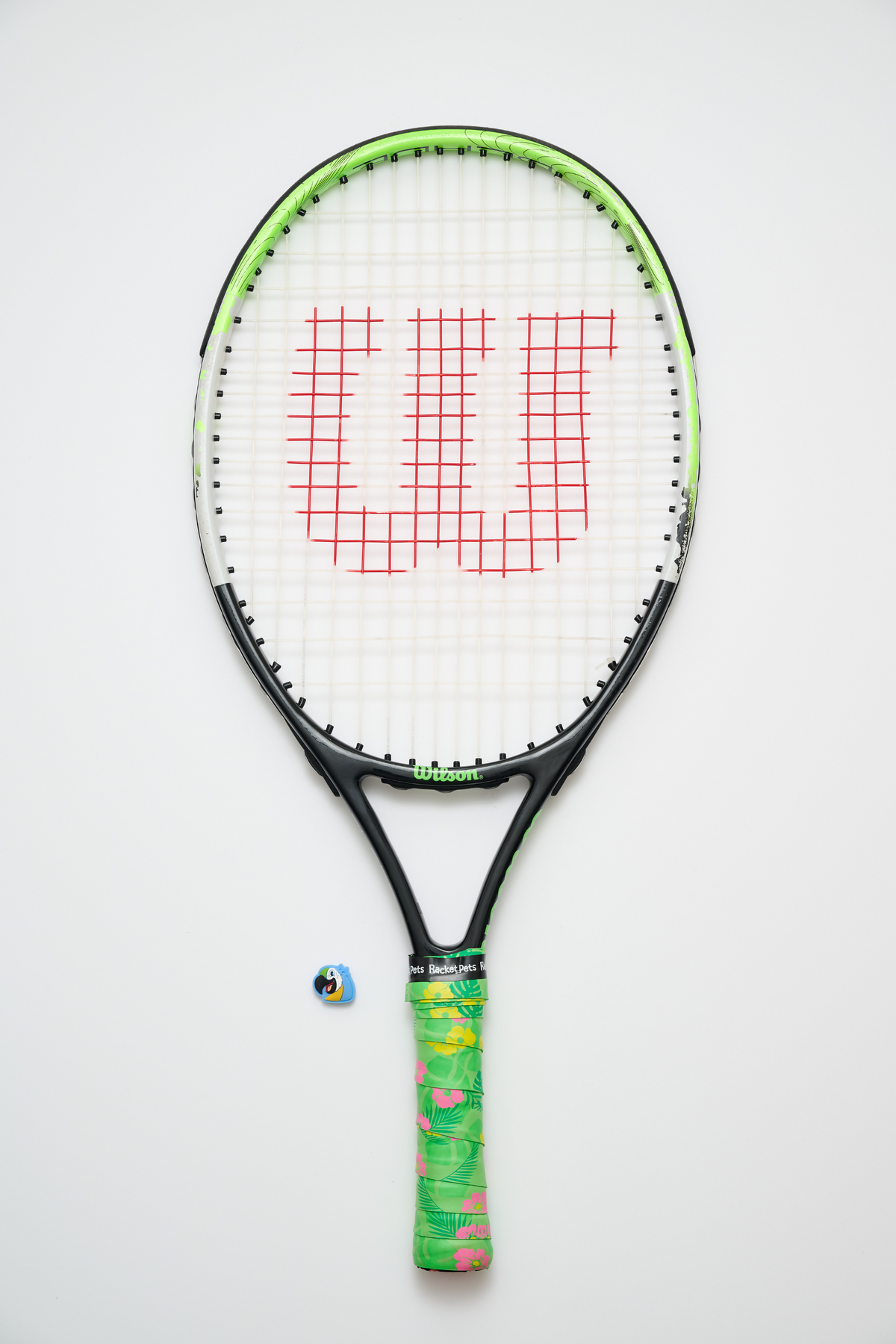 Parrot Tennis Overgrip Tape and Matching Shock Absorbing Dampener for Tennis Racket