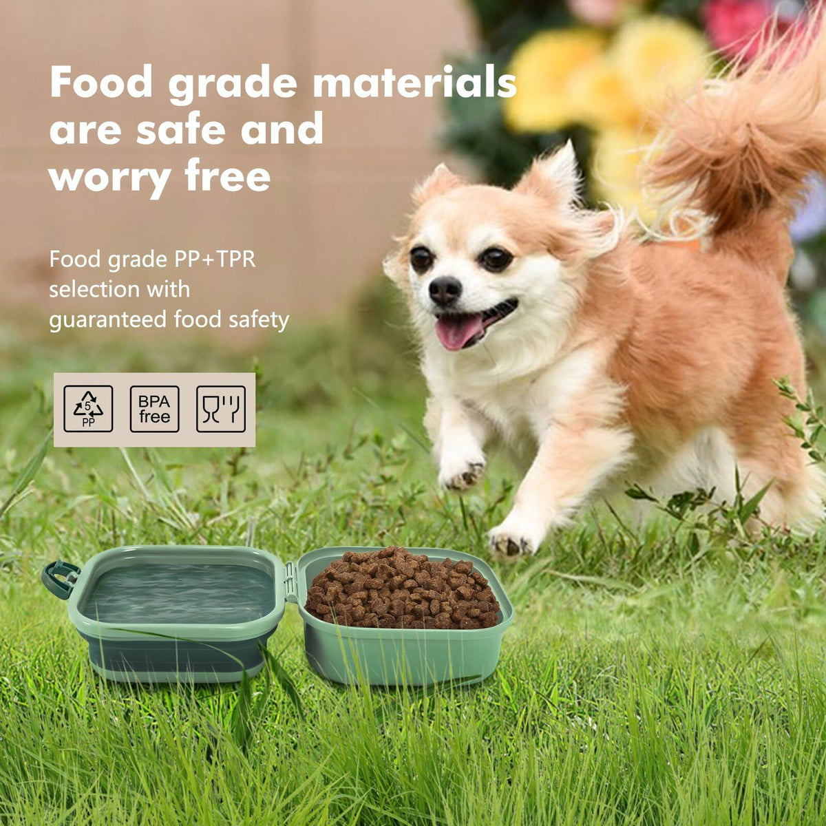 Collapsible Dog Bowl w/ Lid Travel Food Water Bowl 2-in-1 Portable 60oz